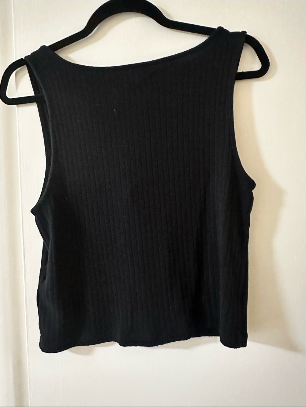 Madewell Black Ribbed Button-Front Tank - Picture 3 of 5